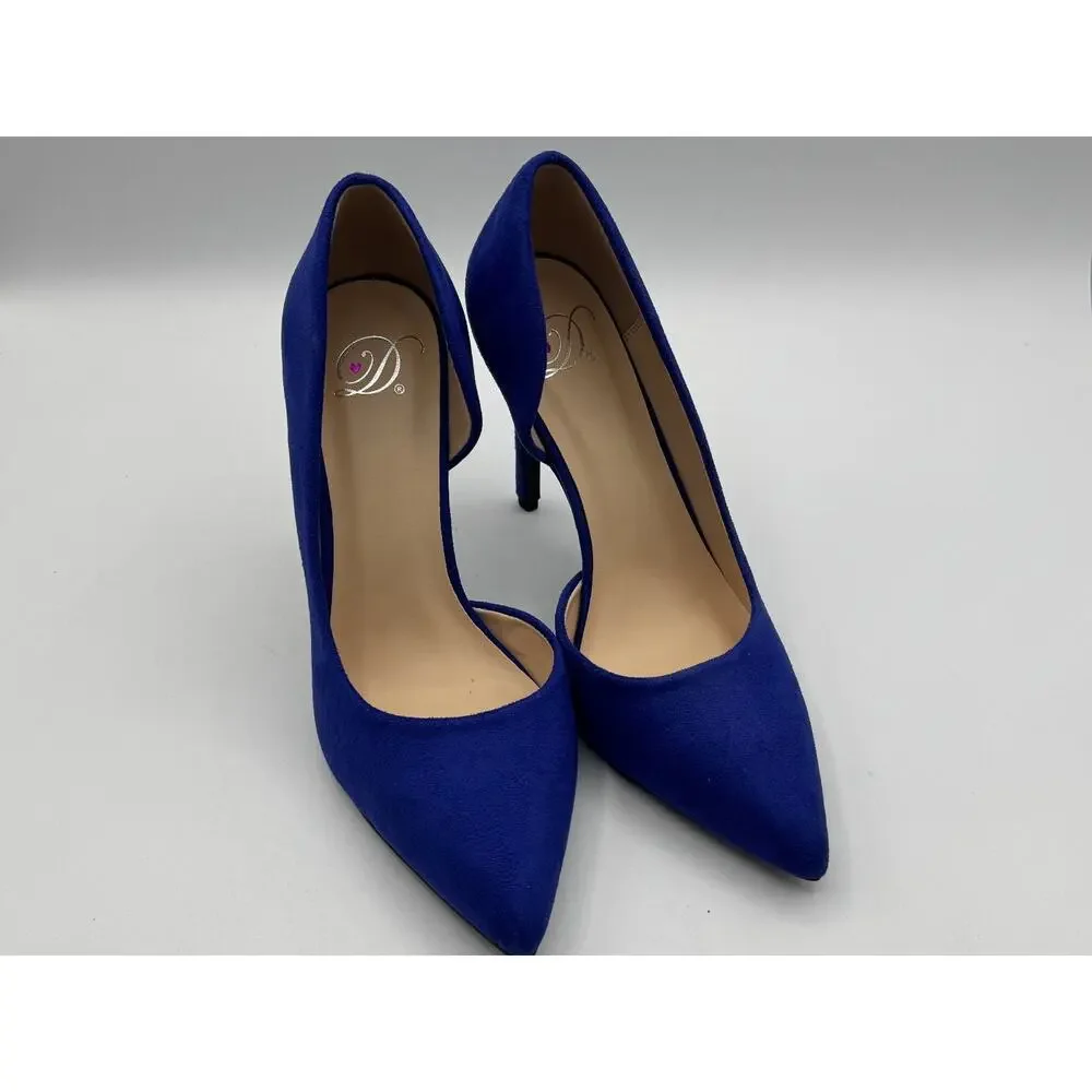 My Delicious Shoes Women’s Stephanie Blue Faux Suede Classic Pump Heel Size 7.5
